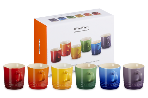 Le Creuset Rainbow Set of 6 Cappuccino Mugs
