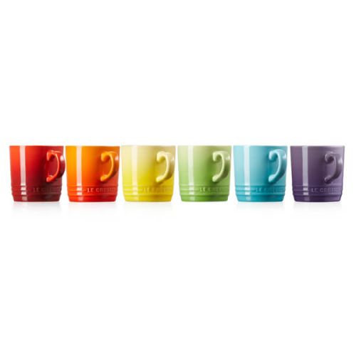 Le Creuset Set of 6 Rainbow 200ml Cappuccino Mugs – Colorful Durable Stoneware | Keans Claremorris