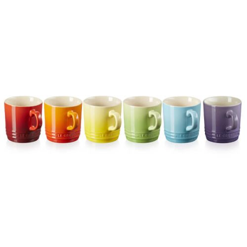 Le Creuset Set of 6 Rainbow 200ml Stoneware Cappuccino Mugs, Oven & Dishwasher Safe – Keans Claremorris
