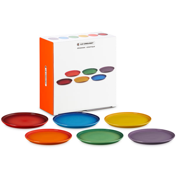 Le Creuset Rainbow Set of 6 Coupe Dinner Plates