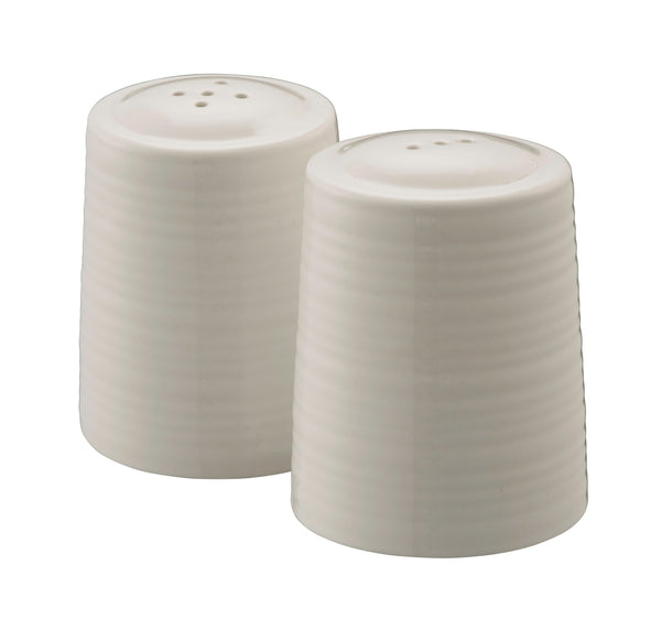 Belleek Living Ripple Salt & Pepper Shaker Set, modern textured fine china, compact design, available at Kean’s Claremorris