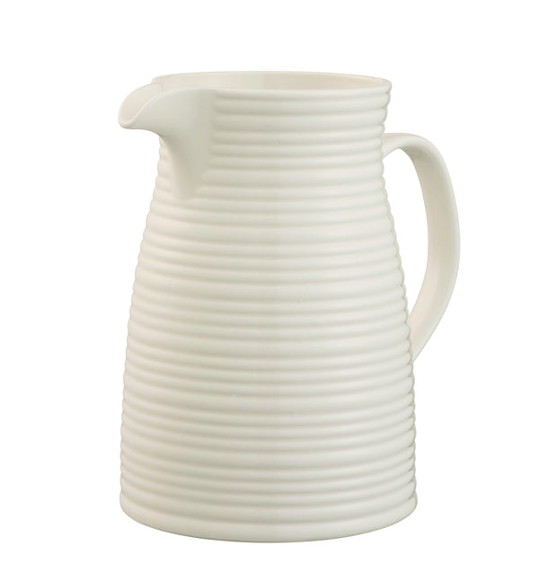 Belleek Living Ripple Jug with textured design, neutral tones, microwave safe, 1183ml capacity, available at Kean’s