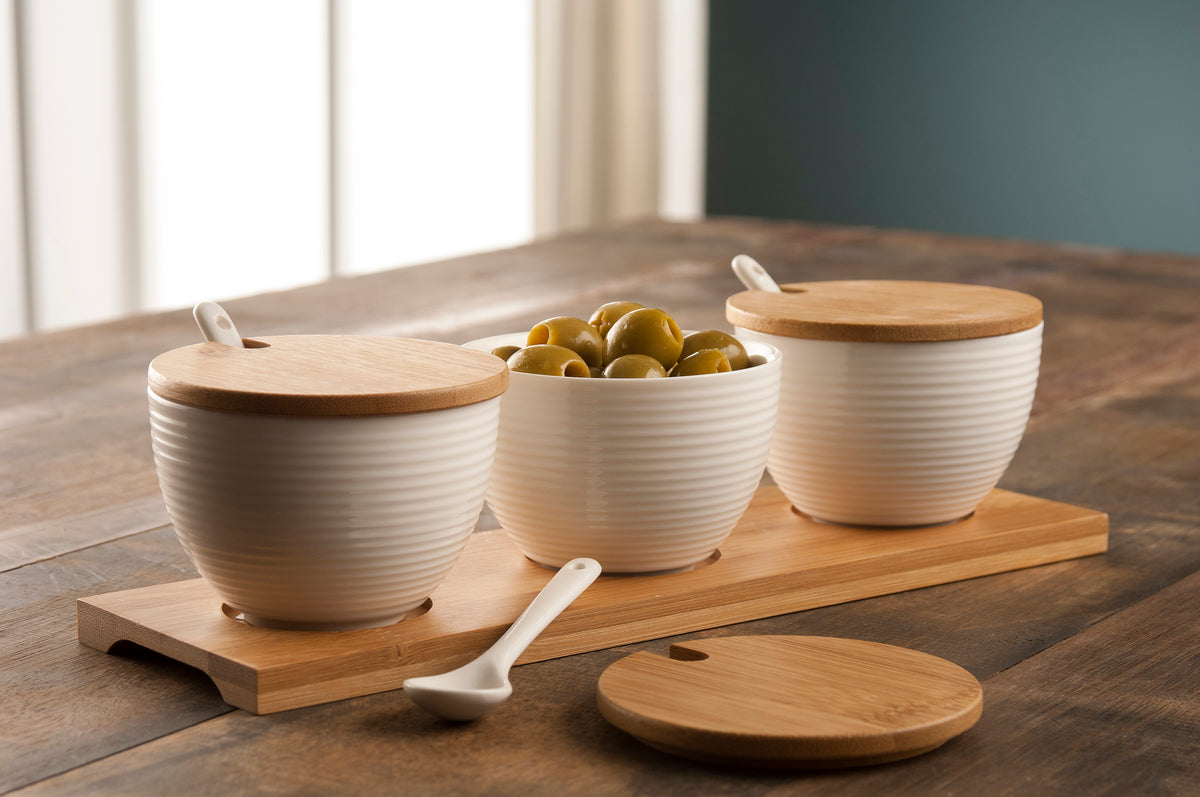 Belleek Ripple 3 Bowl Set with Tray, elegant ceramic serving bowls, perfect for entertaining | Keans Claremorris