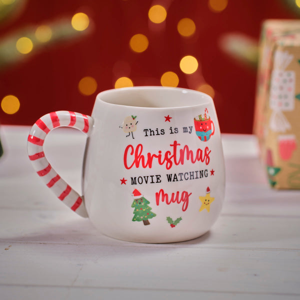 Jingle And Joy Ceramic Christmas Movie Mug With Candy Cane