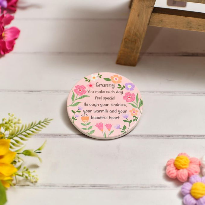 Bright And Beautiful Ceramic 'Granny' Coaster Set of 4 in Box 10x10cm - Image 1