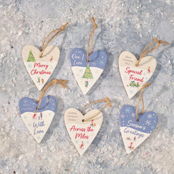 Christmas Market Scene Ceramic Hanging Heart 6 asstd 6x8cm