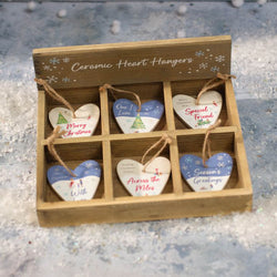 Christmas Market Scene Ceramic Hanging Heart 6 asstd 6x8cm