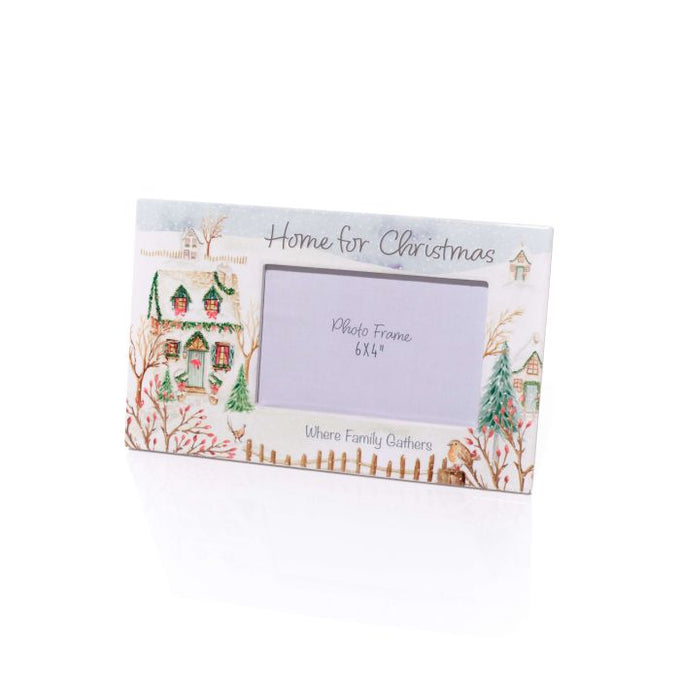 Holly Cottage Scene Ceramic Photo Frame  26x16cm - Image 2