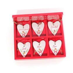 Robin Family Small Ceramic Heart Hanger 6 Asst 6x8cm