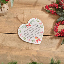 Robin Think Of You Ceramic Heart Hanger With Raised 3D Detail 15x15cm