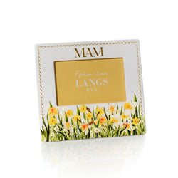 Daffodil Ceramic 3D Raised Detail With Gold ''Mam'' Photo Frame 18.5x20.5cm