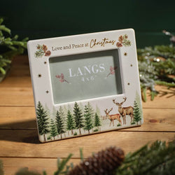 Evergreen Forest Scene Ceramic Photo Frame Love And Peace At 18.5x20.5x1cm
