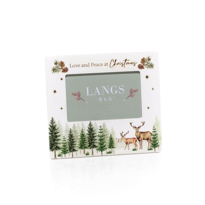 Evergreen Forest Scene Ceramic Photo Frame Love And Peace At 18.5x20.5x1cm - Image 1