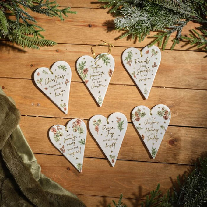 Evergreen Forest Ceramic Heart Hanger With Raised 3D Detail 9.7x13.6cm - Image 2