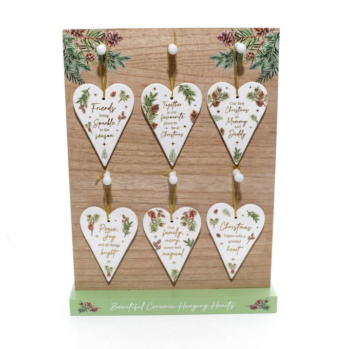 Evergreen Forest Ceramic Heart Hanger With Raised 3D Detail 9.7x13.6cm - Image 1