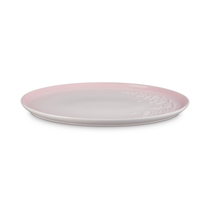 Le Creuset Oval Platter in Shell Pink, durable stoneware serving dish – available at Keans Claremorris.