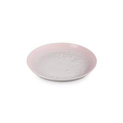 Le Creuset Sphere Plate 22cm in Shell Pink, durable stoneware dinnerware – available at Keans Claremorris