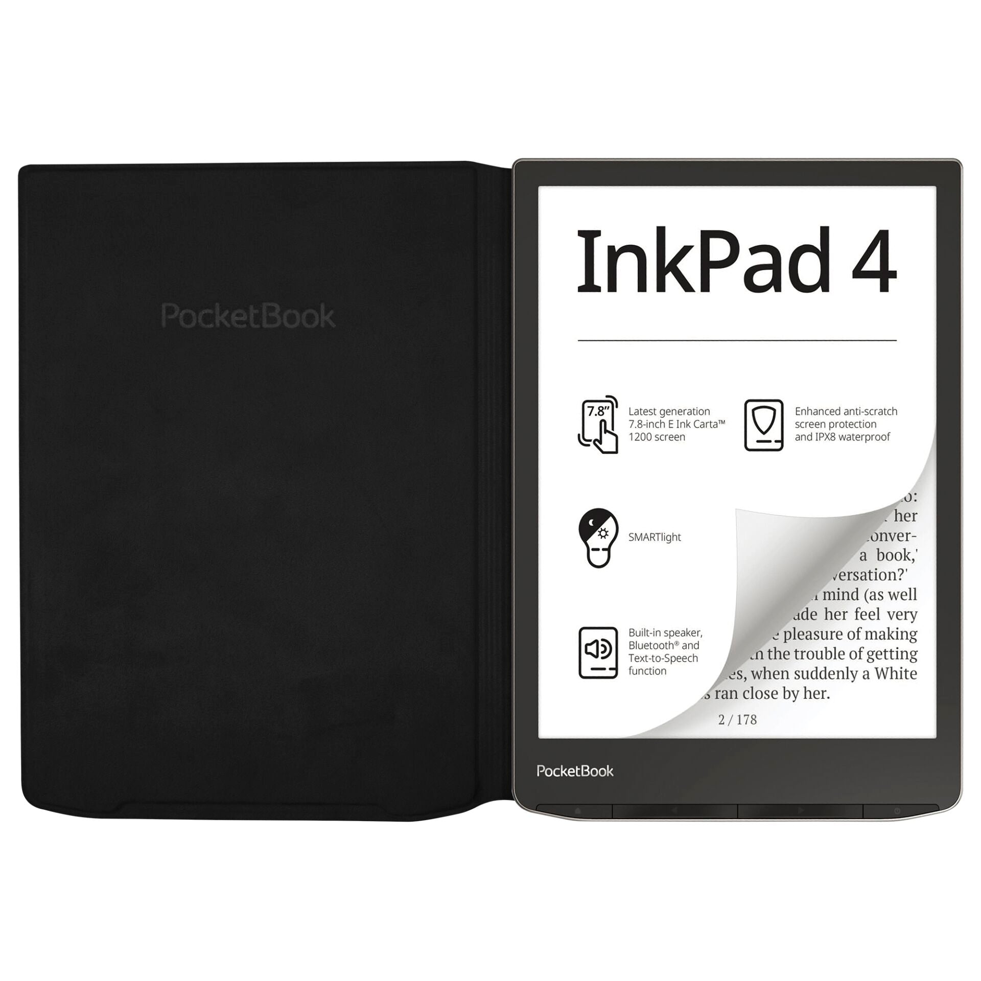 PockBook Flip Cover for PB InkPad 4 and InkPad Color 2 - Black Color
