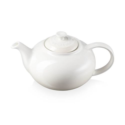 Le Creuset Stoneware Classic Teapot 1.3L in Meringue color - durable, stylish, available at Keans Claremorris