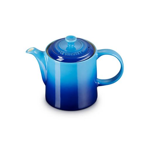 Le Creuset Stoneware Grand Teapot 1.3L in Azure blue, durable and stylish, available at Keans Claremorris.
