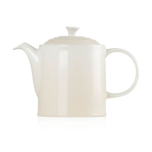 Le Creuset Stoneware Grand Teapot 1.3L Meringue color, durable ceramic, available at Keans Claremorris.