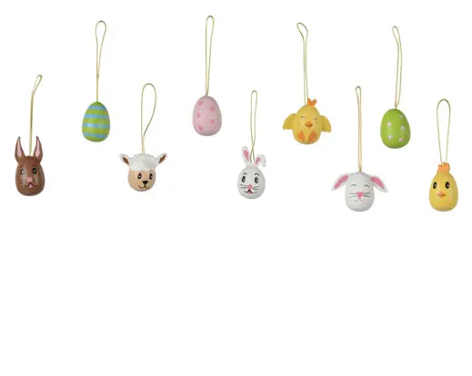 Wood Mix Easter Egg Décor Hangers 3.5cm Box of 9 - Image 2