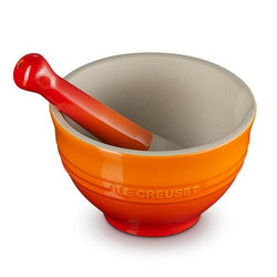 Le Creuset Volcanic Stoneware Pestle & Mortar for grinding spices, available at Keans Claremorris.