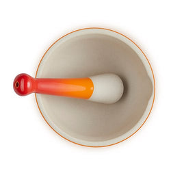Le Creuset Volcanic Stoneware Pestle & Mortar for grinding spices, available at Keans Claremorris.