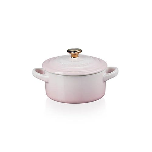 Le Creuset Petite Round Casserole Shell Pink with Heart Knob, durable enameled cast iron, Keans Claremorris