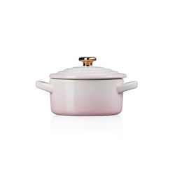 Le Creuset Petite Round Casserole Shell Pink with Heart Knob, durable cast iron cookware - Keans Claremorris