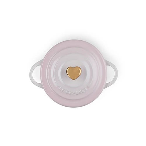 Le Creuset Petite Round Casserole Shell Pink with Heart Knob, durable enameled cast iron – Keans Claremorris