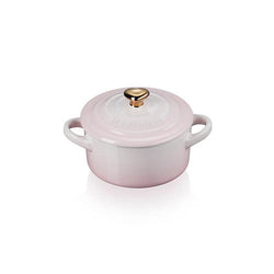 Le Creuset Petite Round Casserole 250ml in Shell Pink with Heart Knob, stoneware, microwave & dishwasher safe – Keans