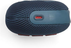 JBL Clip 5 Blue portable waterproof Bluetooth speaker with carabiner – available at Keans Claremorris