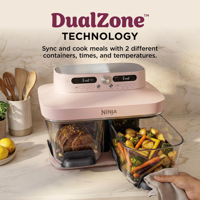 Ninja CRISPi DualZone 8-Function Glass Air fryer - Rose Quartz - Image 4