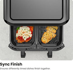 Chefman Dual Basket Air Fryer – 5.6 Litre Capacity| RJ38-SQPF-3TDB-2W-UK