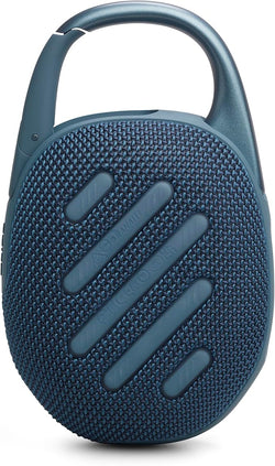 JBL Clip 5 Blue portable waterproof Bluetooth speaker with carabiner – available at Keans Claremorris