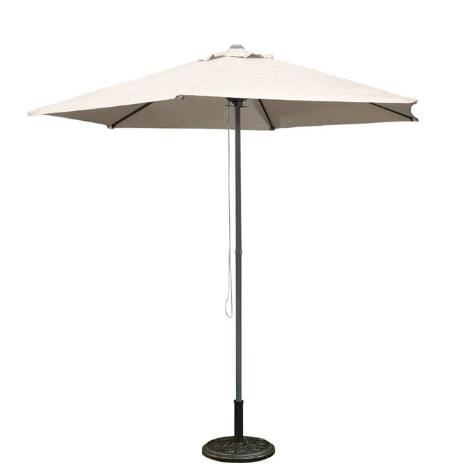 Beige 2.5m push-up parasol with aluminum pole, steel ribs, air vent, UPF30+, water resistant – Keans Claremorris
