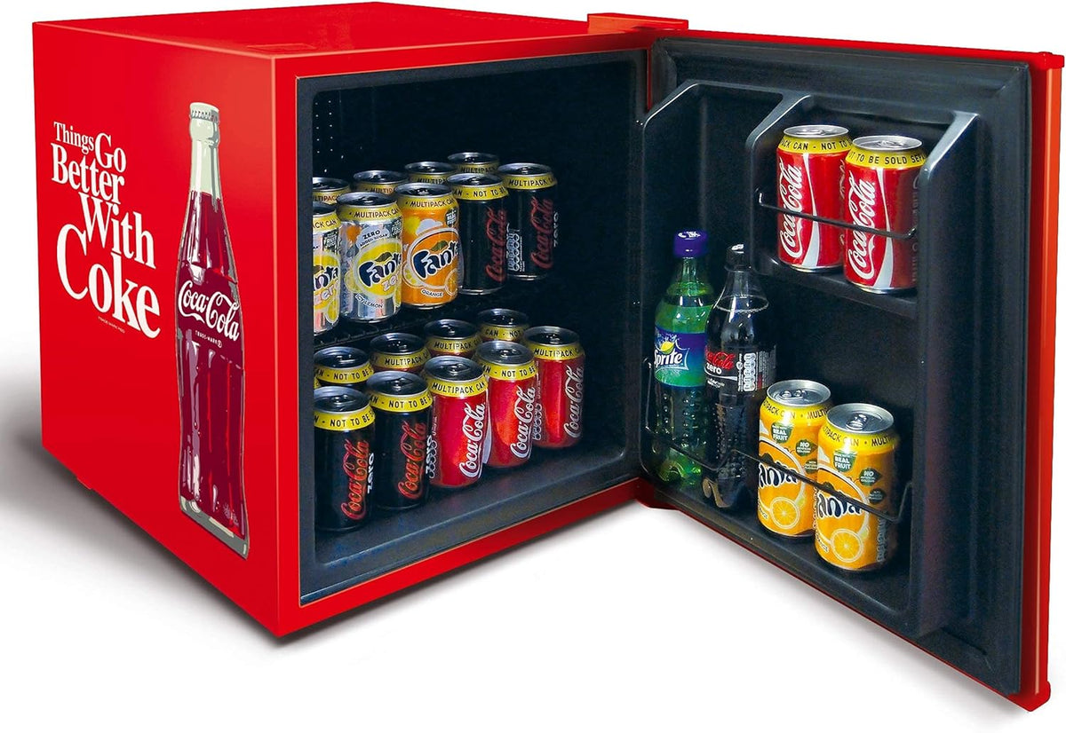 Husky Coca-Cola Mini Fridge HUS-EL196-HU-E compact cooler, red design, perfect for beverages – available at Keans
