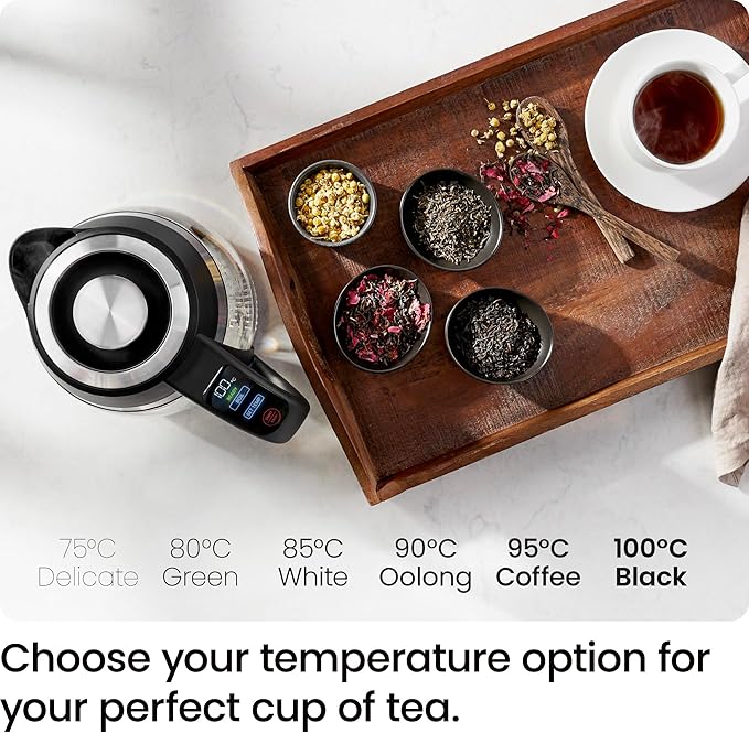 Chefman Electric Glass Kettle – 1.8L Custom Temp Control| RJ11-18-CTI-UK - Image 4