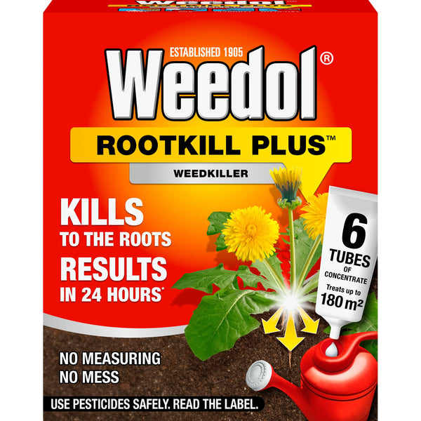Weedol Rootkill Plus 6 Pack tubes, systemic weedkiller kills weeds to roots, for drives, patios, gardens – Keans Claremorris