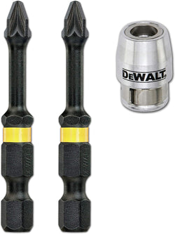 DeWalt Impact Torsion Bits PZ2 x 50mm (x2) and Magnetic Screwlock Sleeve