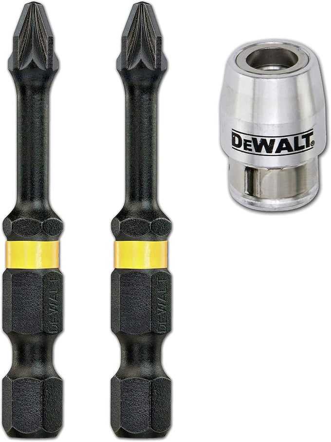 DeWalt Impact Torsion Bits PZ2 x 50mm (x2) and Magnetic Screwlock Sleeve - Image 1