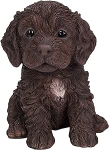PP Cockapoo Puppy Chocolate resin figurine, tabletop garden decor, 0.28kg, birthday gift by Vivid Arts - Keans Claremorris