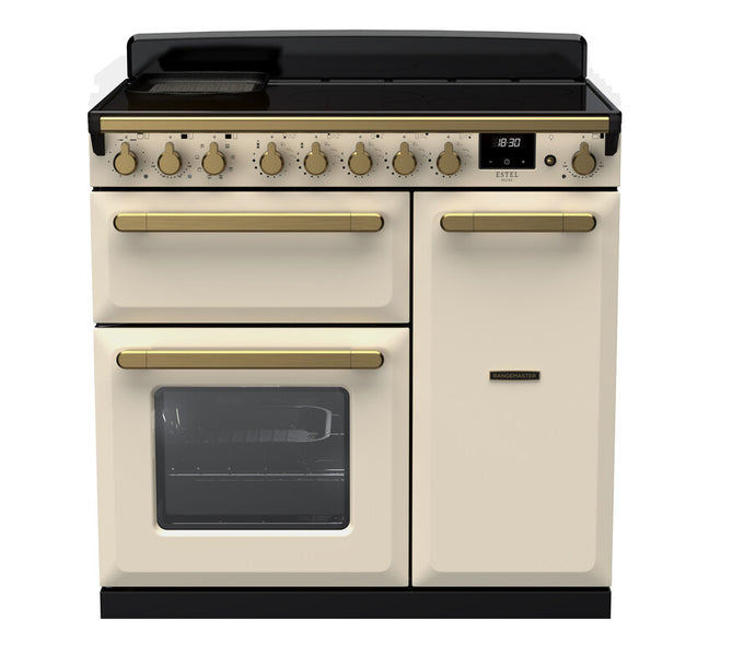Rangemaster Induction Estel Deluxe 90cm Antique Brass Trim - Image 3