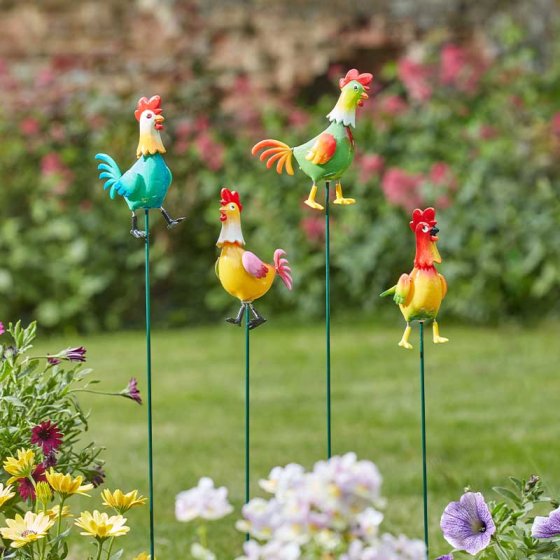 Cockadoodles Loony Stakes mixed case, colorful 58cm garden border stake, enhances flowerbeds and pots – Keans Claremorris