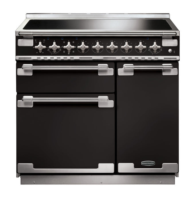 Rangemaster Elise 90CM induction range cooker with double oven, black finish - available at Keans Claremorris