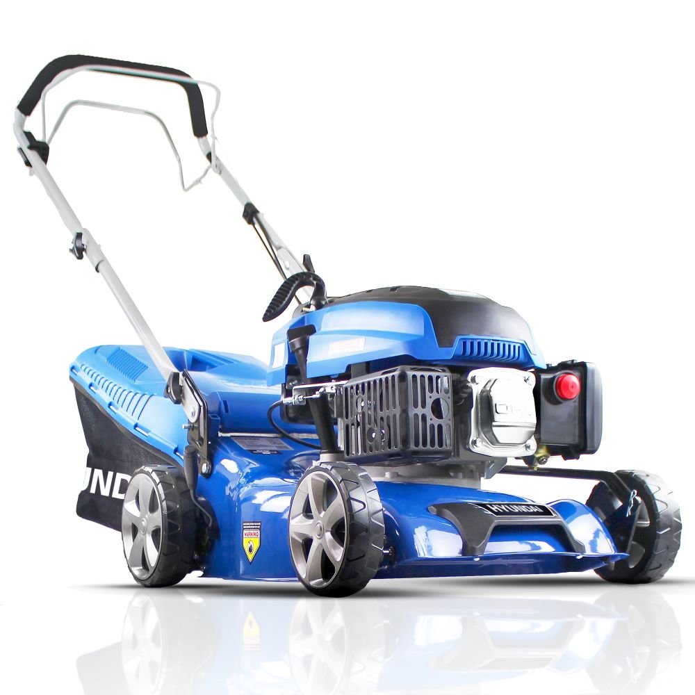 Hyundai 17" self-propelled lawnmower with 139cc engine, 5-level height adjust, 45L grass bag – Keans Claremorris