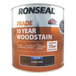 Ronseal 10yr Dark Oak Woodstain 2.5L, water-based, exterior use, dries in 1 hour, satin finish - Keans Claremorris