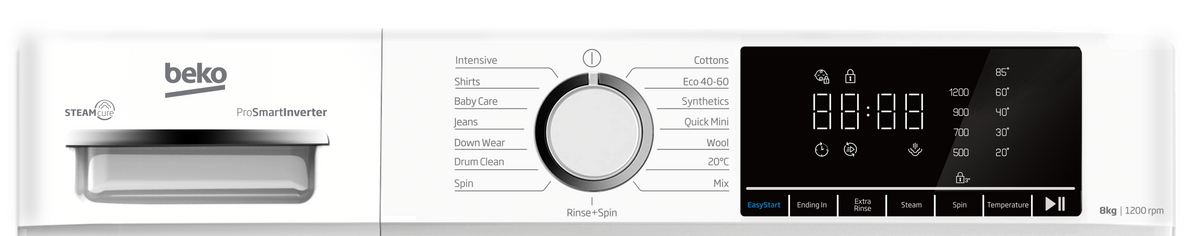 BEKO BW1O3821W 8kg 1200 Spin Washing Machine - White - Image 4