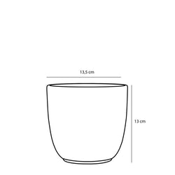 Tusca round white pot, 13cm height x 13.5cm diameter, minimalist design – available at Keans Claremorris